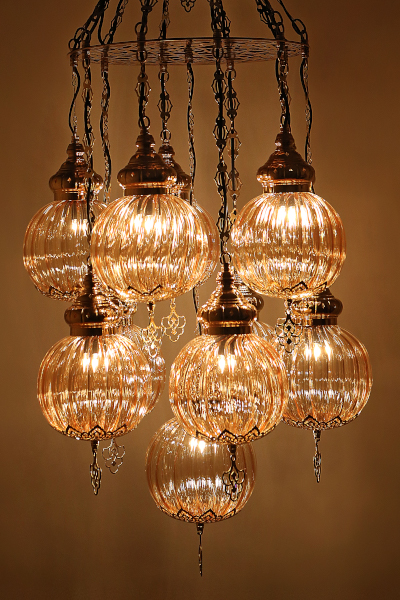 Gold Color Edition Chandelier with 11 Special Pyrex Glasses